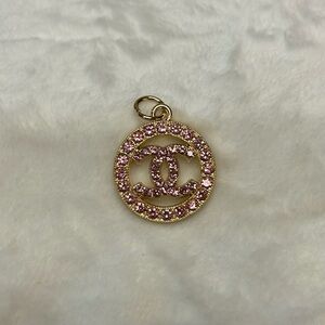 Authentic Chanel Rhinestone CC Zipper Pull Pendant Gold